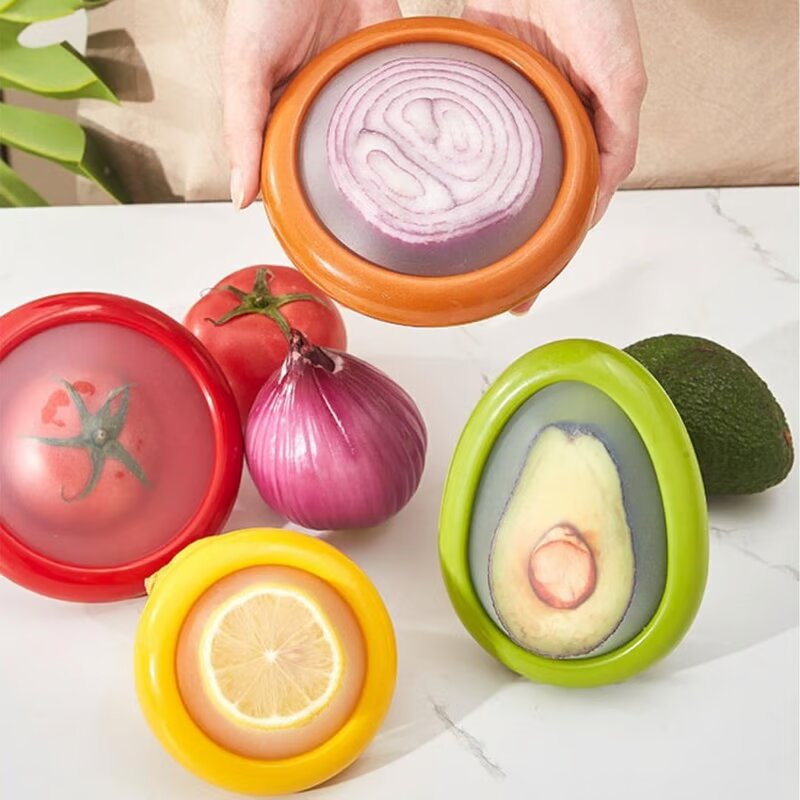 Couvercles réutilisables pour fruits et légumes coupés