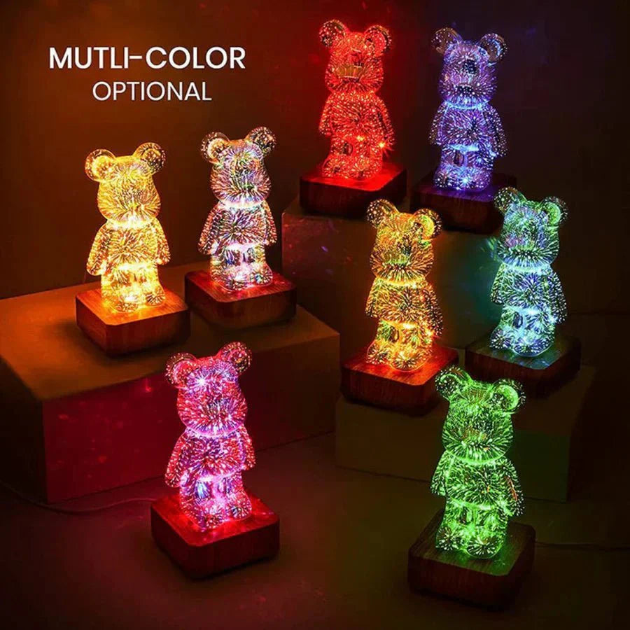 Lampe décorative ours 3D à lumière féerique