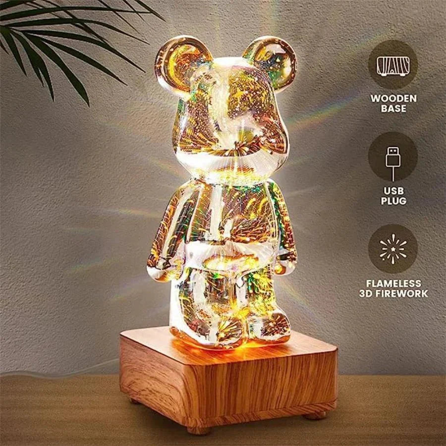 Lampe décorative ours 3D à lumière féerique