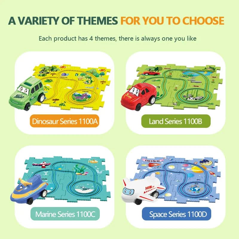Circuit-puzzle éducatif avec véhicules électriques