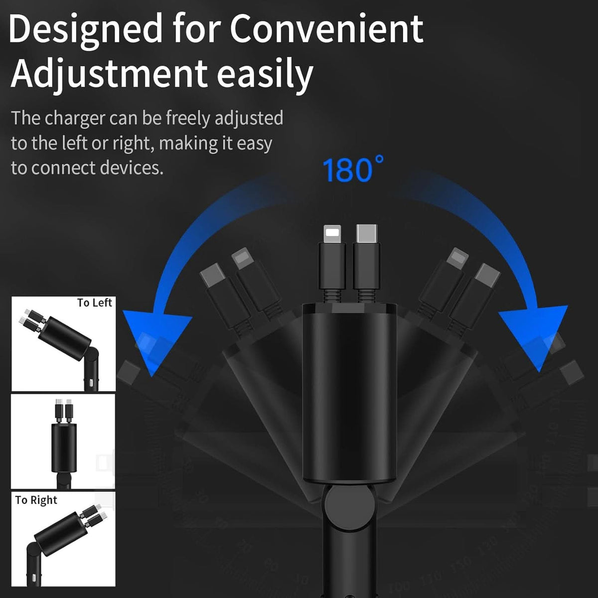 Chargeur voiture rapide avec double port USB intelligent 4-en-1