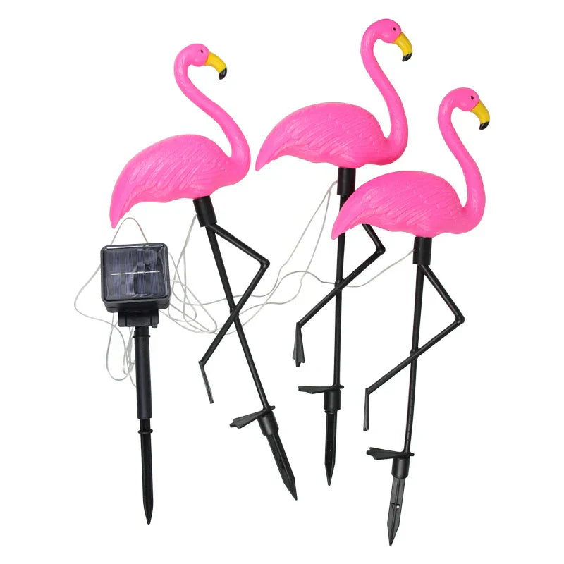 Flamant rose lumineux solaire – Jardin magique la nuit