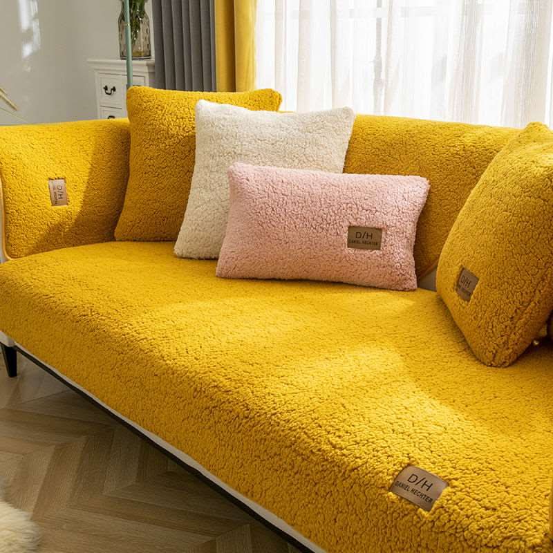 Ultra Blød Sofa Betræk i Lammeskinds Cashmere – Plys Effekt & Skridsikker 