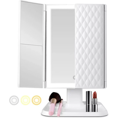 Miroir LED pliable à 3 volets pour maquillage précis
