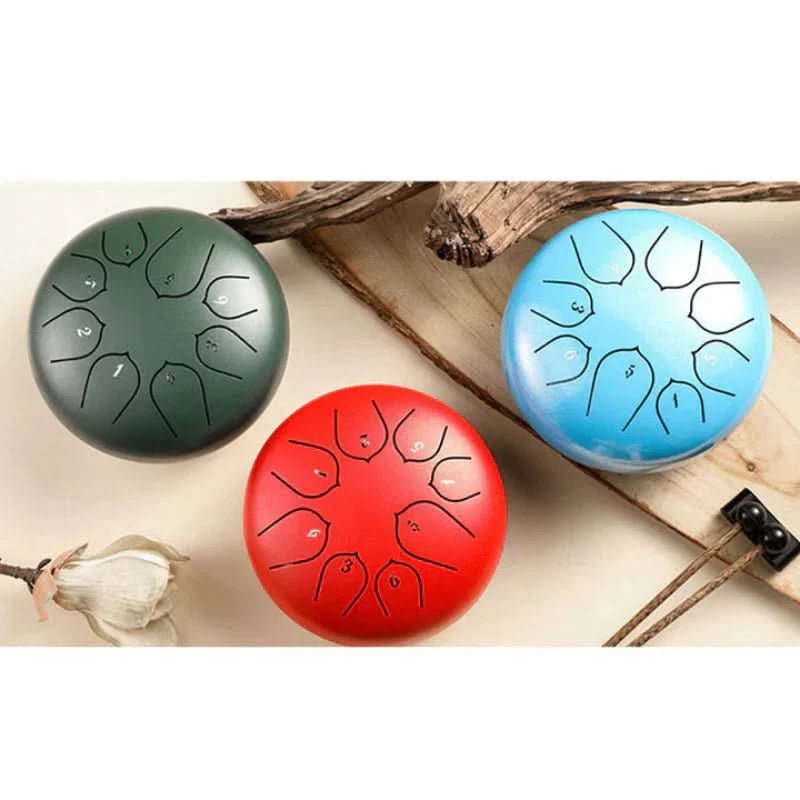 Mini relaxing drum with soothing sounds integrated 