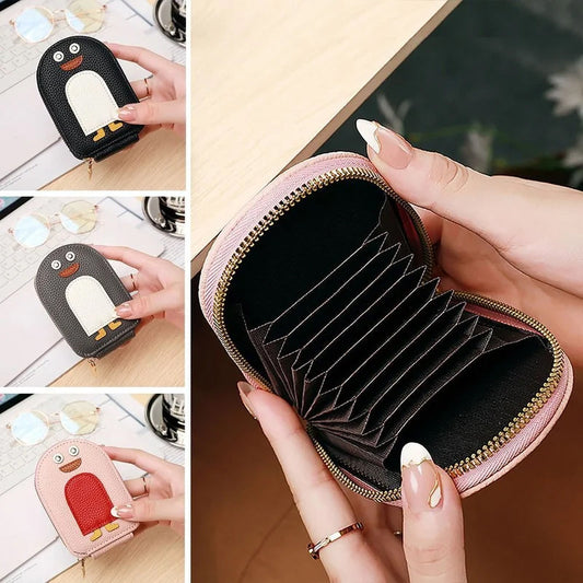 Porte-cartes - motif pingouin compact et résistant